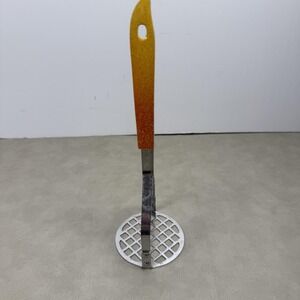 Vintage Stainless Steel Potato Masher Utensil Japan Orange Yellow Kitchen Handle